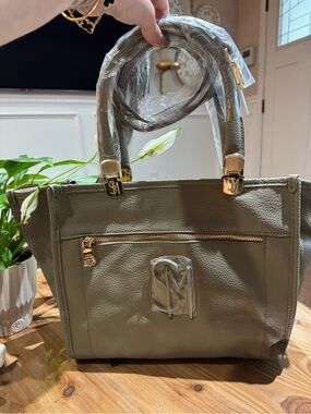 Steve Madden Olive Green Structured tote with Gold Accents